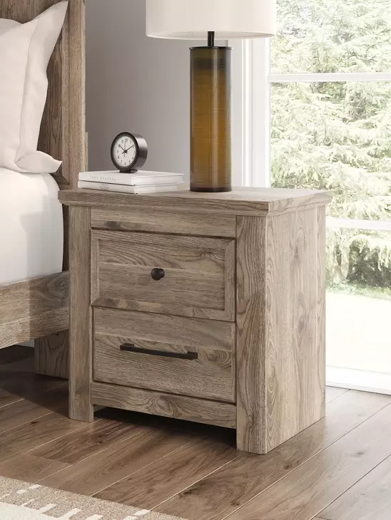 Keithland Brown 2 Drawer Nightstand with USB Charging