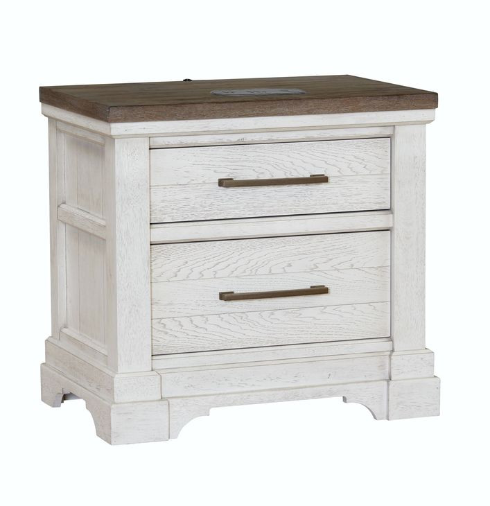 B00226 White And Brown Nightstand