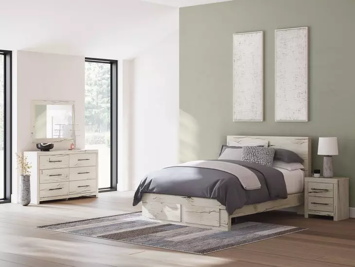 Lawroy Light Natural 6 Drawer Dresser and Rectangular Mirror