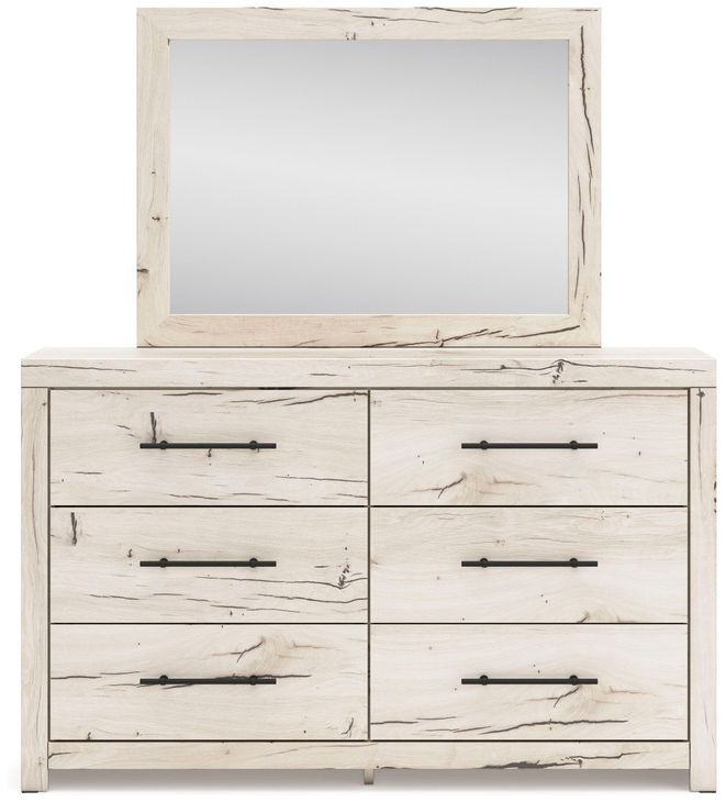 Lawroy Light Natural 6 Drawer Dresser and Rectangular Mirror
