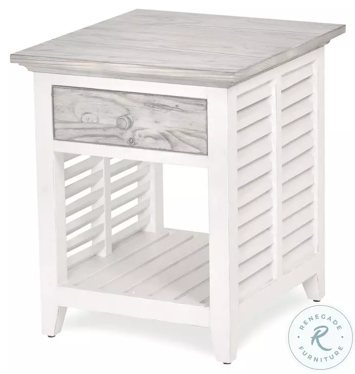 Island Haven Dapple Grey and Blanc Rectangular End Table