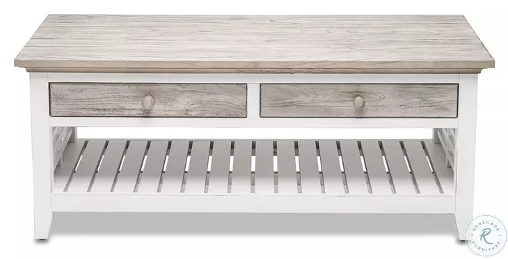Island Haven Dapple Grey and Blanc Rectangular Coffee Table