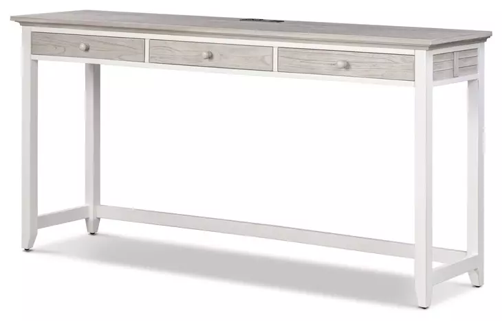 Islamorada Dapple Gray and Blanc Rectangular Console Table with USB Charging