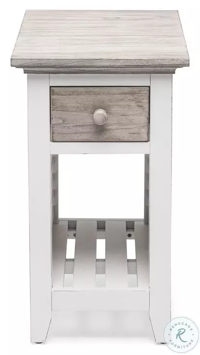 Island Haven Dapple Grey and Blanc Rectangular Chairside Table