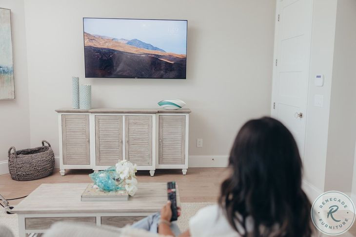 Island Haven Dapple Grey 4 Door Credenza