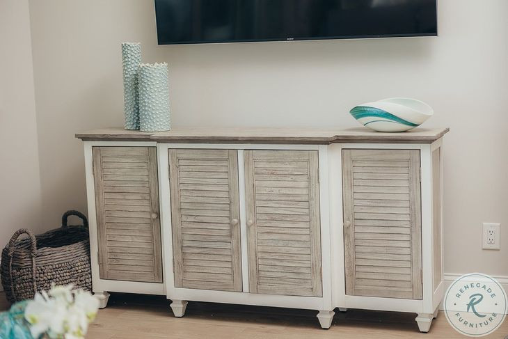 Island Haven Dapple Grey 4 Door Credenza