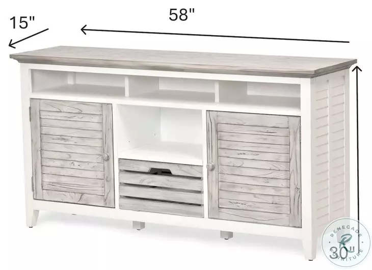 Island Haven Dapple Grey and Blanc Entertainment Center