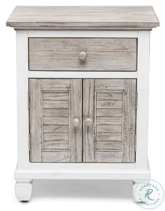 Island Haven Dapple Grey and Blanc 1 Drawer and 2 Door Nightstand with USB Charging