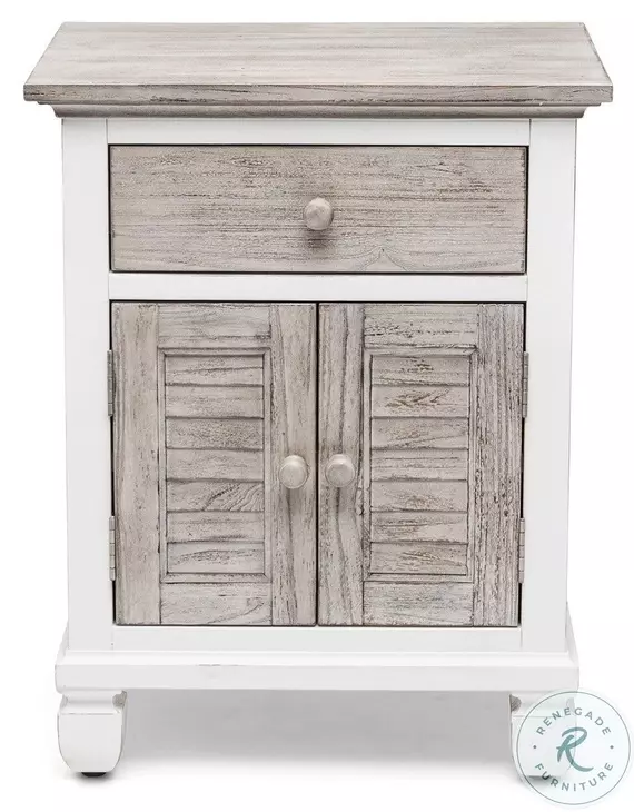 Island Haven Dapple Grey and Blanc 1 Drawer and 2 Door Nightstand with USB Charging
