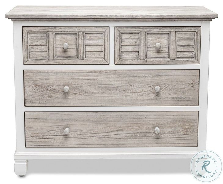 Island Haven Dapple Grey and Blanc 4 Drawer Chest