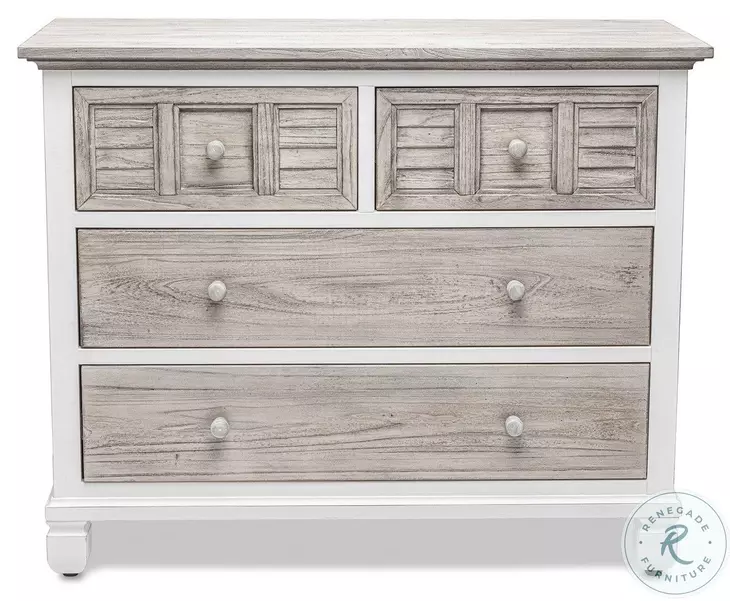Island Haven Dapple Grey and Blanc 4 Drawer Chest