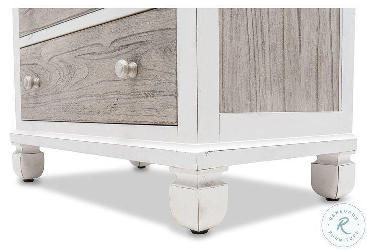 Island Haven Dapple Grey and Blanc 5 Drawer Chest
