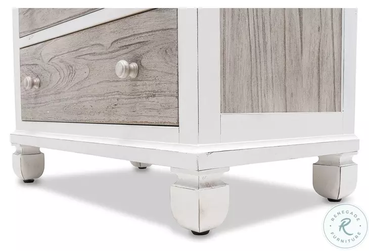 Island Haven Dapple Grey and Blanc 5 Drawer Chest