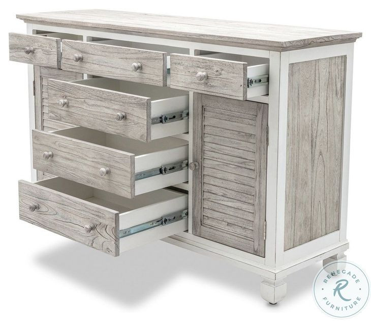 Island Haven Dapple Grey and Blanc Bedroom Set