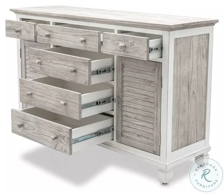 Island Haven Dapple Grey and Blanc Bedroom Set