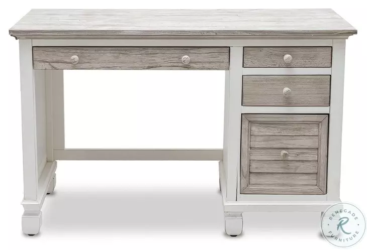 Island Haven Dapple Grey and Blanc 48" Desk and Chair Set