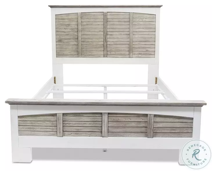 Island Haven Dapple Grey and Blanc Queen Panel Bed