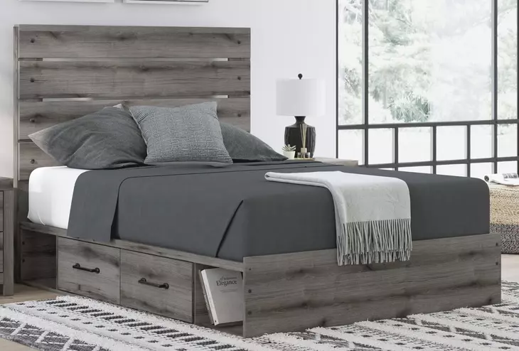 Urbanoore Brown Gray Queen Storage Panel Bed