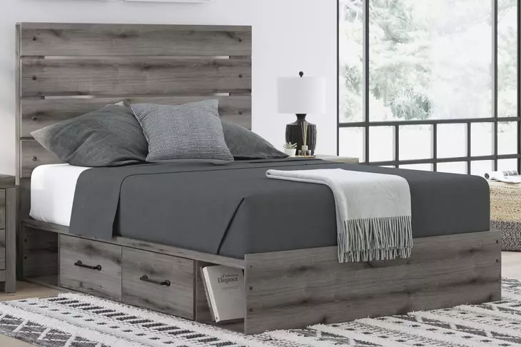 Urbanoore Brown Gray Queen Panel Bed with Storage