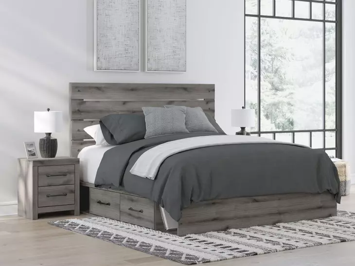 Urbanoore Brown Gray King Storage Panel Bed