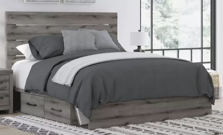 Urbanoore Brown Gray King Panel Bed with Storage
