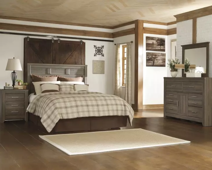 Juararo Dark Brown 6 Drawer Dresser and Rectangular Mirror