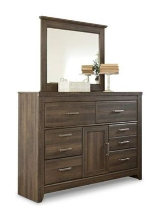 Juararo Dark Brown 6 Drawer Dresser and Rectangular Mirror