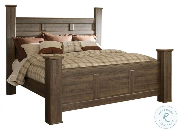 Juararo Dark Brown Cal. King Poster Bed from Ashley | Coleman Furniture