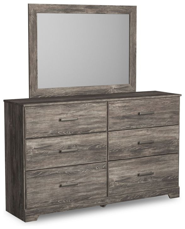 Ralinksi Gray 6 Drawer Dresser and Rectangular Mirror