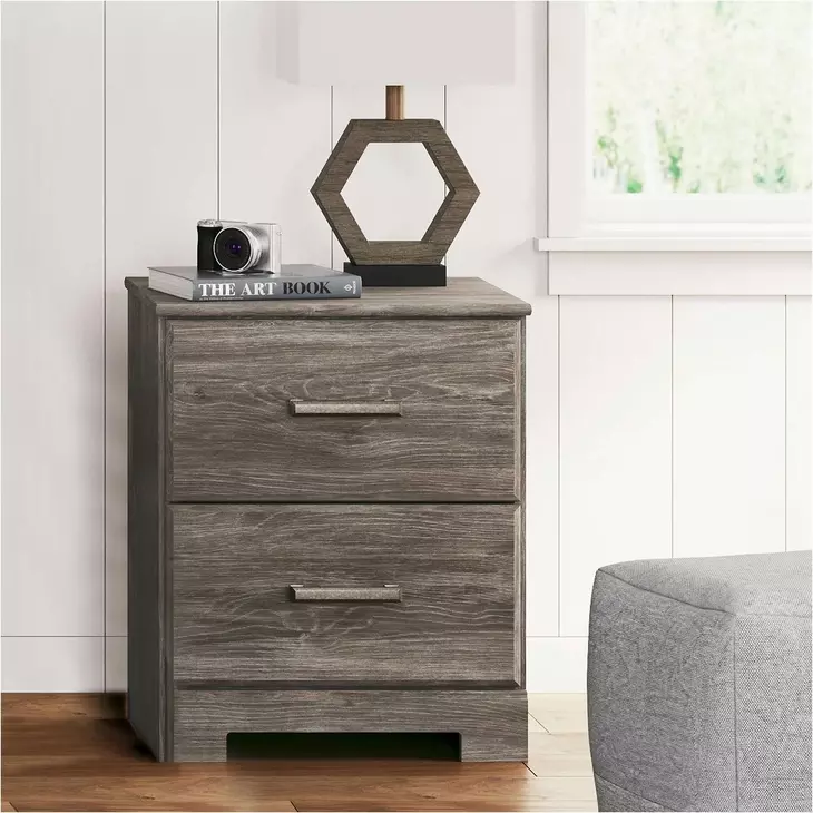 Ralinksi Gray 2 Drawer Nightstand