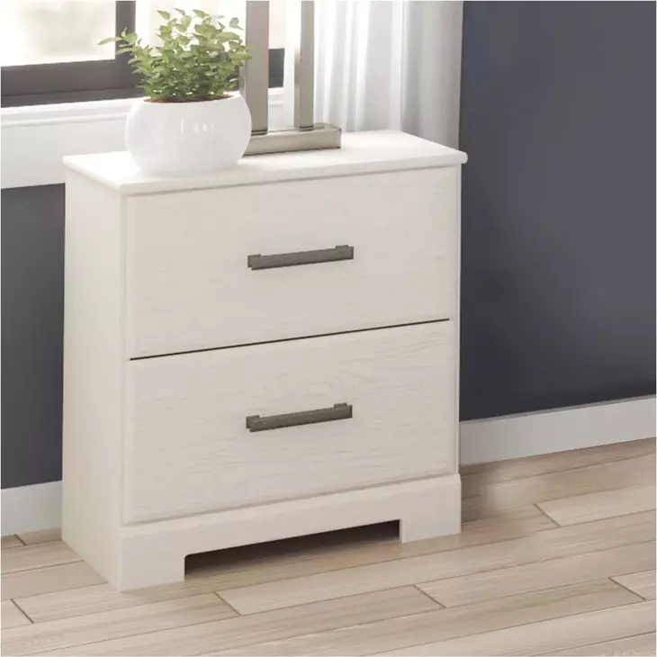 Stelsie White 2 Drawer Nightstand