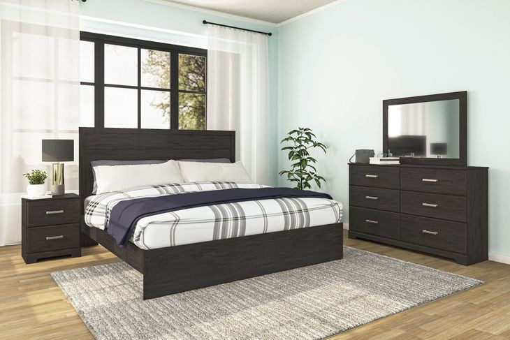Belachime Charcoal 6 Drawer Dresser and Rectangular Mirror