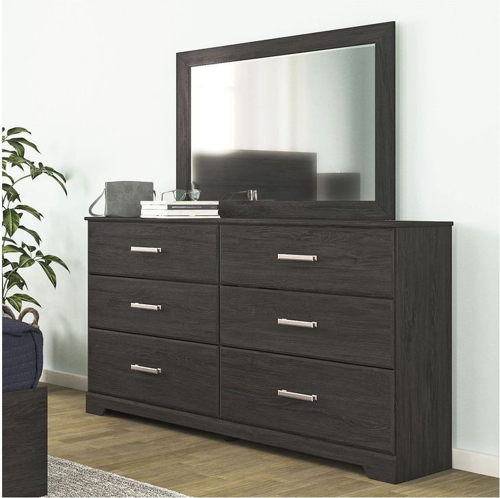 Belachime Charcoal 6 Drawer Dresser and Rectangular Mirror