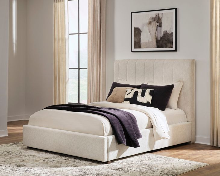 Shoralli Beige Upholstered Storage Panel Bedroom Set