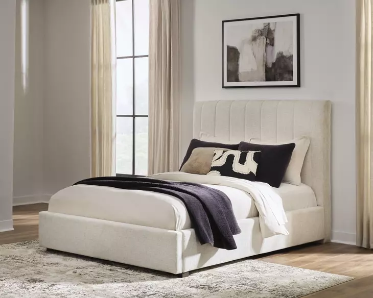 Shoralli Beige Upholstered Storage Panel Bedroom Set