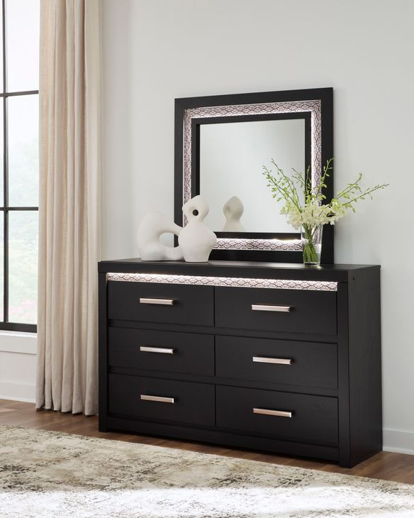 Shoralli Black Rectangular Dresser Mirror with LED