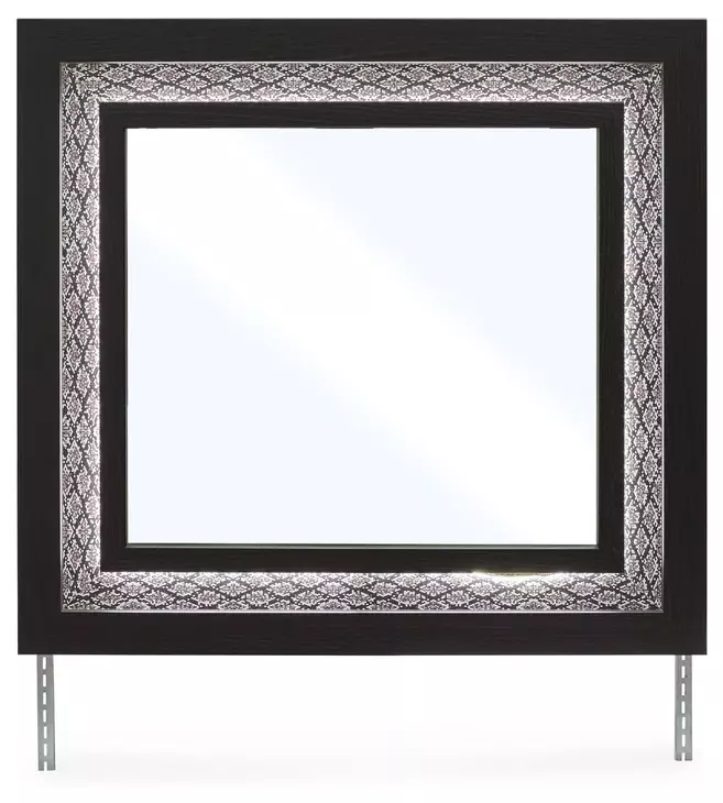 Shoralli Black Rectangular Dresser Mirror with LED