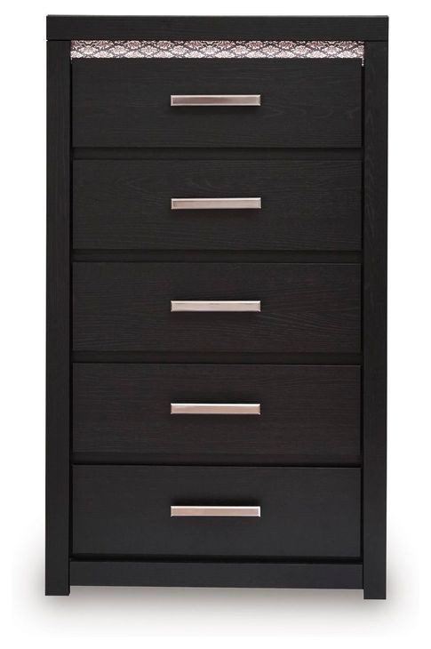 Shoralli Black 5 Drawer Chest with LED