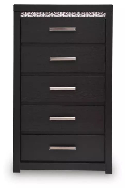 Shoralli Black 5 Drawer Chest with LED
