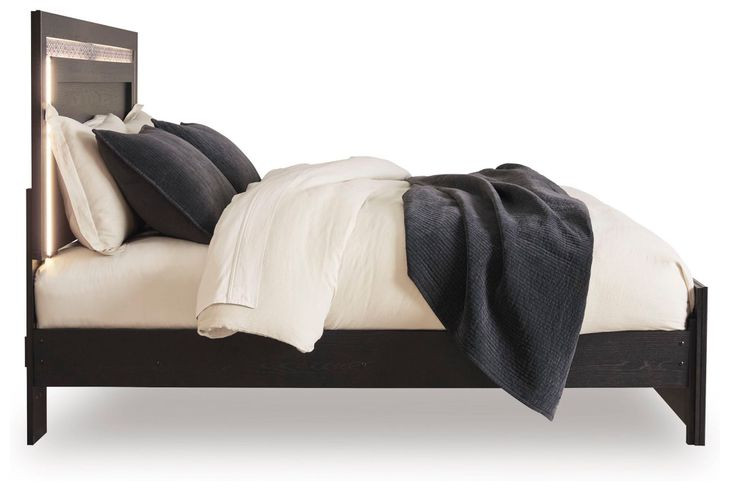 Shoralli Black King Panel Bed with LED