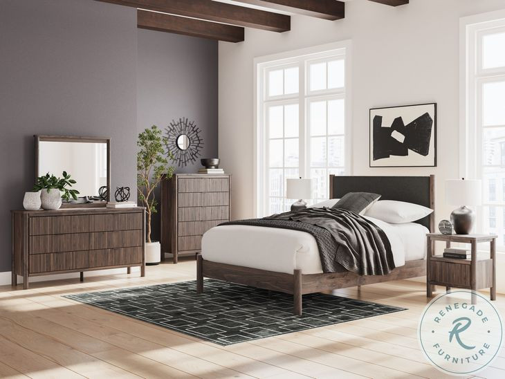Cadmori Brown Upholstered Panel Platform Bedroom Set