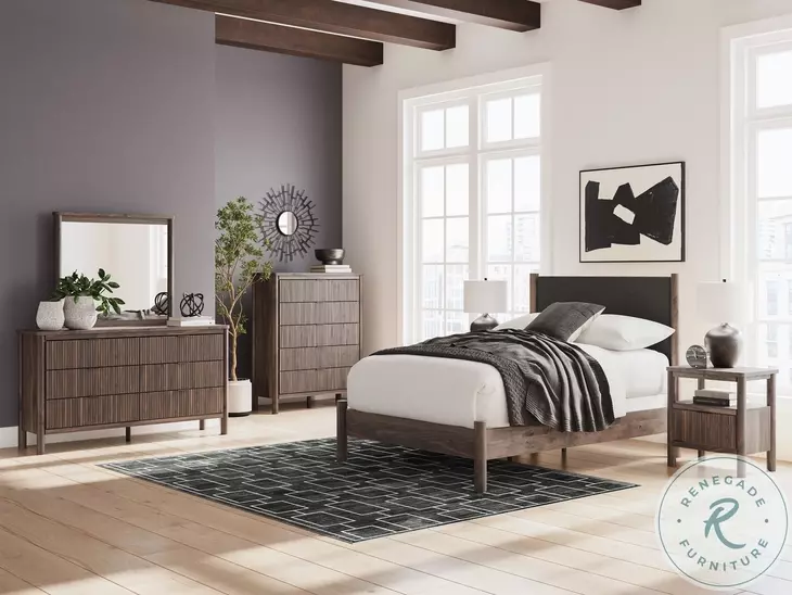 Cadmori Brown Full Upholstered Panel Bed