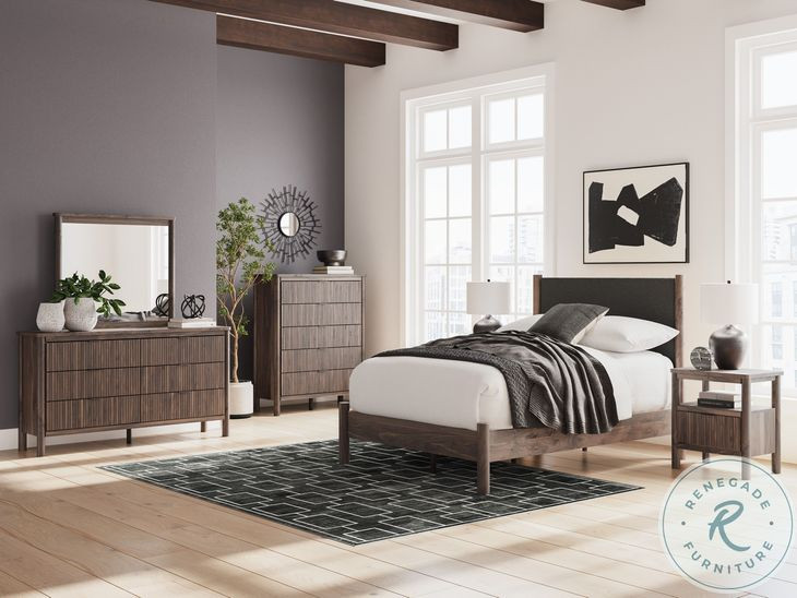 Cadmori Brown Full Upholstered Panel Platform Bed