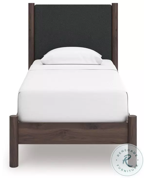 Cadmori Brown Twin Upholstered Panel Platform Bed