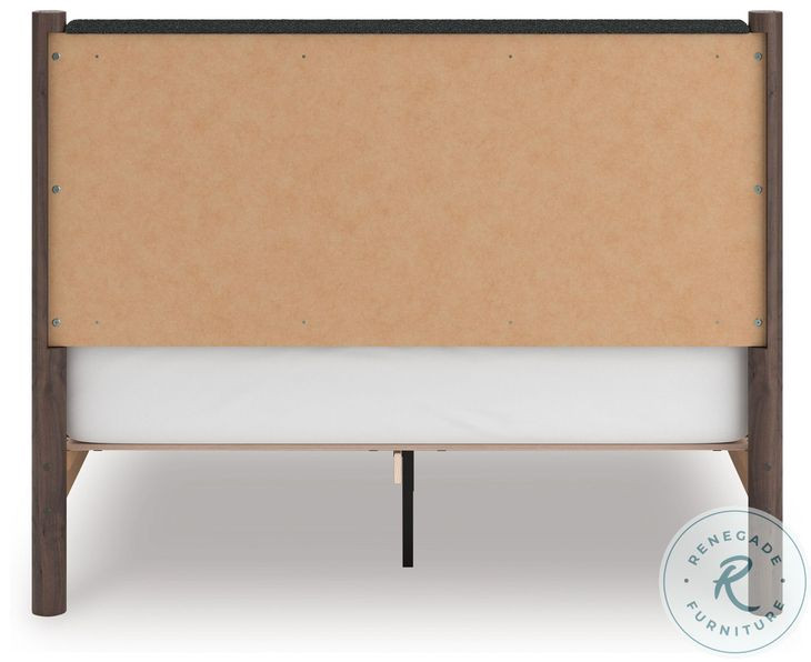 Cadmori Brown Queen Upholstered Panel Platform Bed