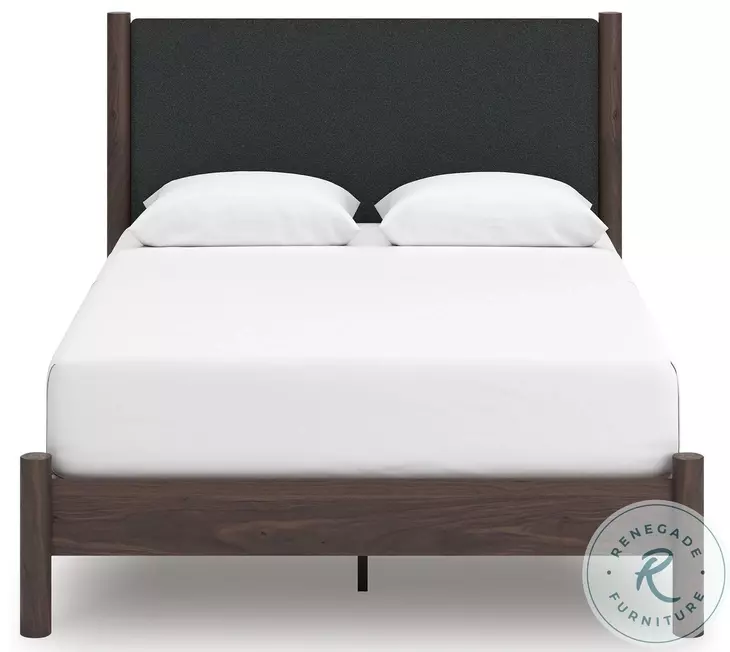 Cadmori Brown Queen Upholstered Panel Platform Bed