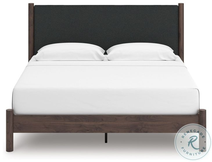 Cadmori Brown King Upholstered Panel Platform Bed