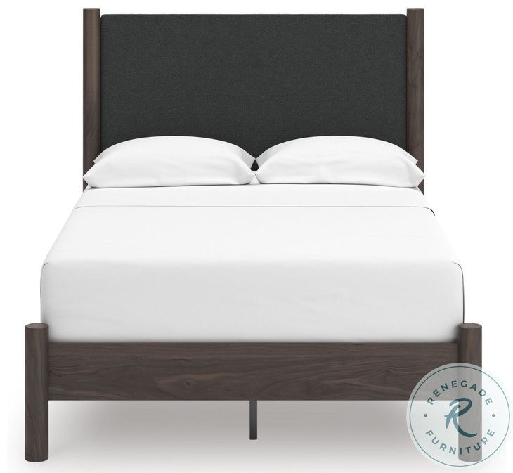 Cadmori Brown Full Upholstered Panel Platform Bed