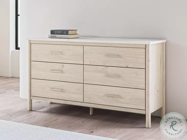 Cadmori Tan And White 6 Drawer Dresser