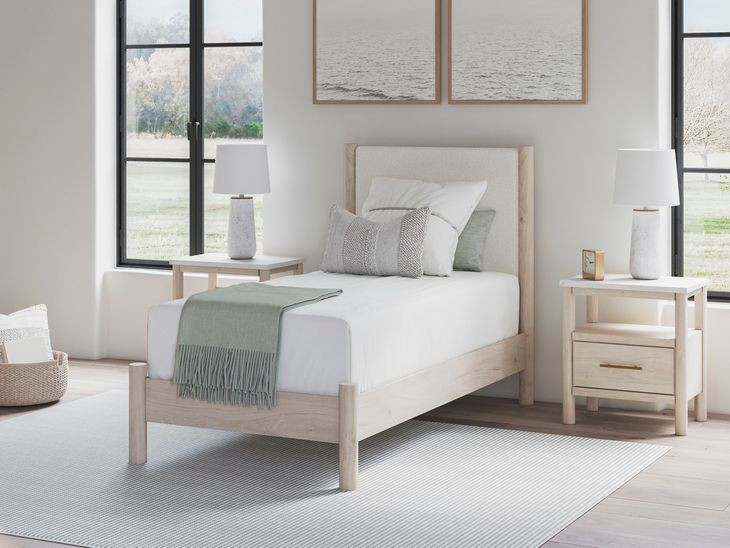 Cadmori Tan And White Youth Panel Upholstered Bedroom Set